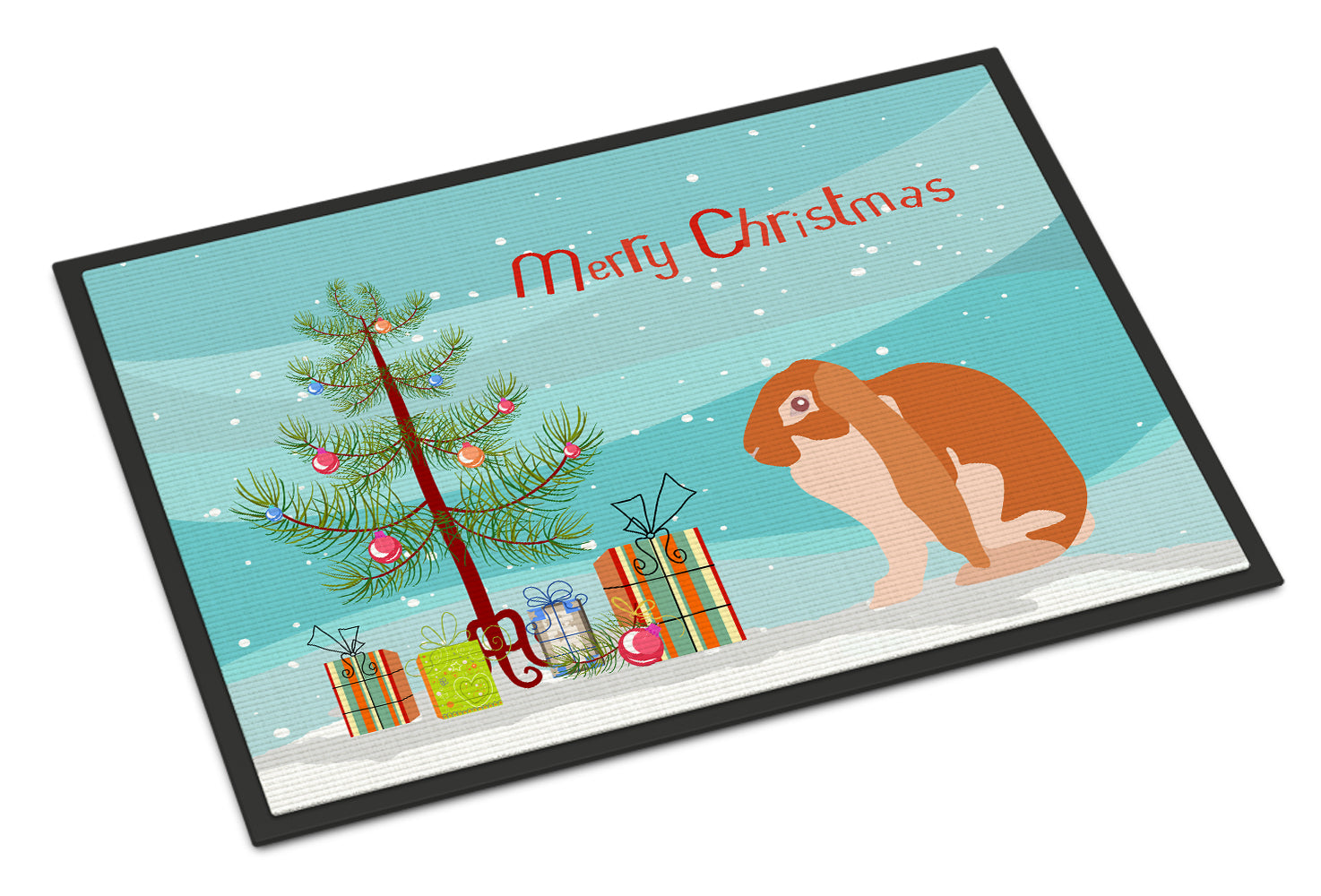 English Lop Rabbit Christmas Doormat Indoor Outdoor 24H X 36W Front Door Mat Rugs for Entryway, Non Slip Washable Low Pile,