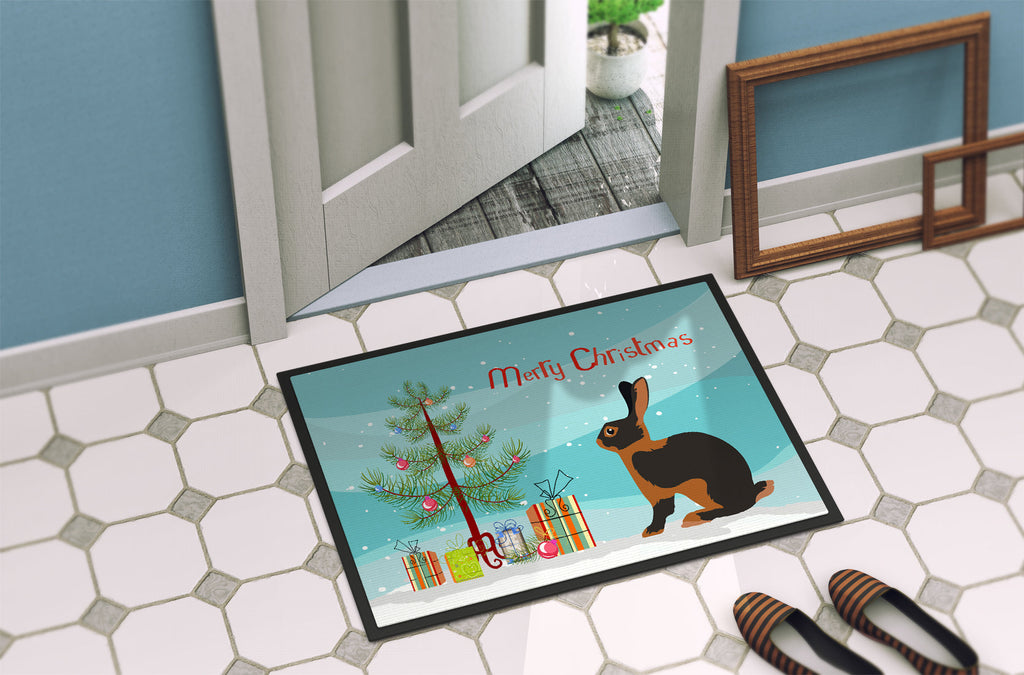 Tan Rabbit Christmas Doormat Indoor Outdoor 18H X 27W Front Door Mat Rugs for Entryway, Non Slip Washable