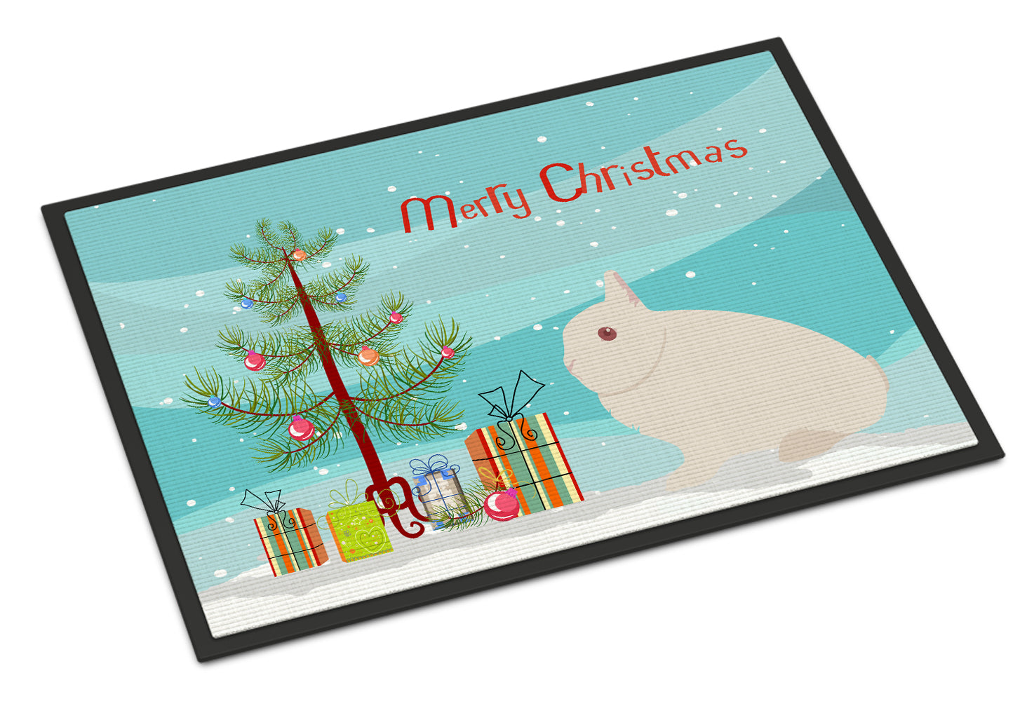Hermelin Rabbit Christmas Doormat Indoor Outdoor 18H X 27W Front Door Mat Rugs for Entryway, Non Slip Washable