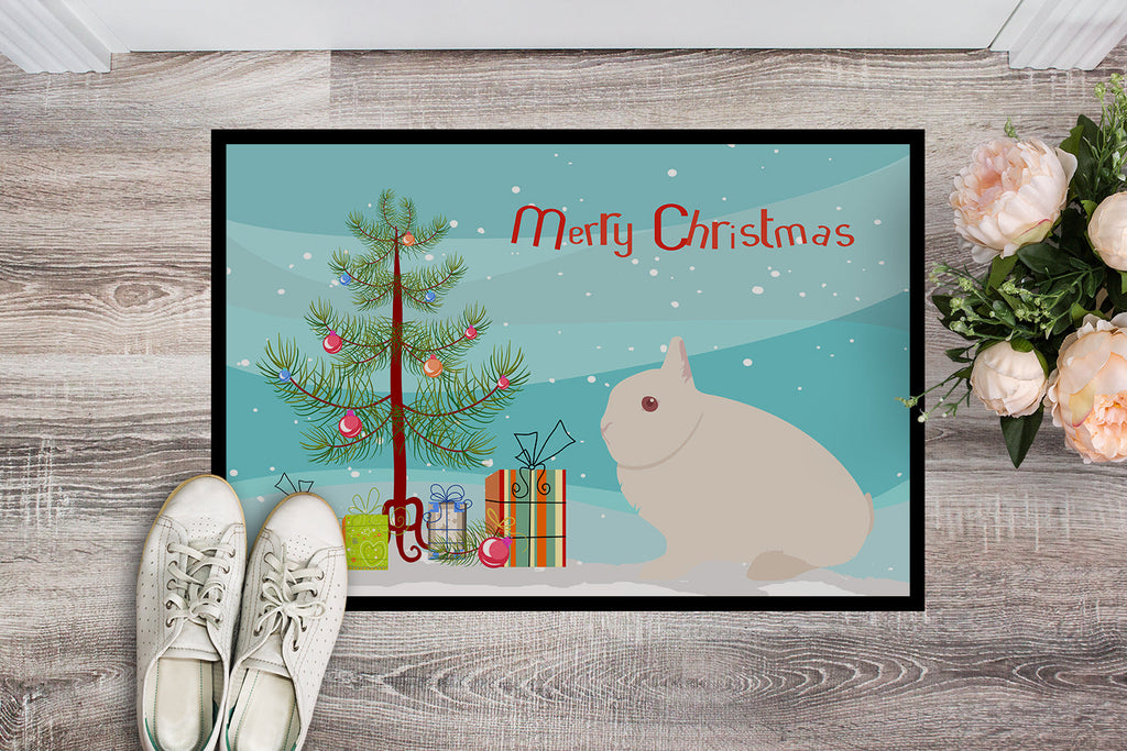 Hermelin Rabbit Christmas Doormat Indoor Outdoor 18H X 27W Front Door Mat Rugs for Entryway, Non Slip Washable