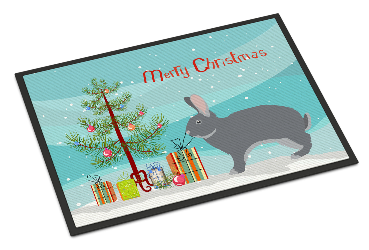 Giant Chinchilla Rabbit Christmas Doormat Indoor Outdoor 24H X 36W Front Door Mat Rugs for Entryway, Non Slip Washable Low Pile,