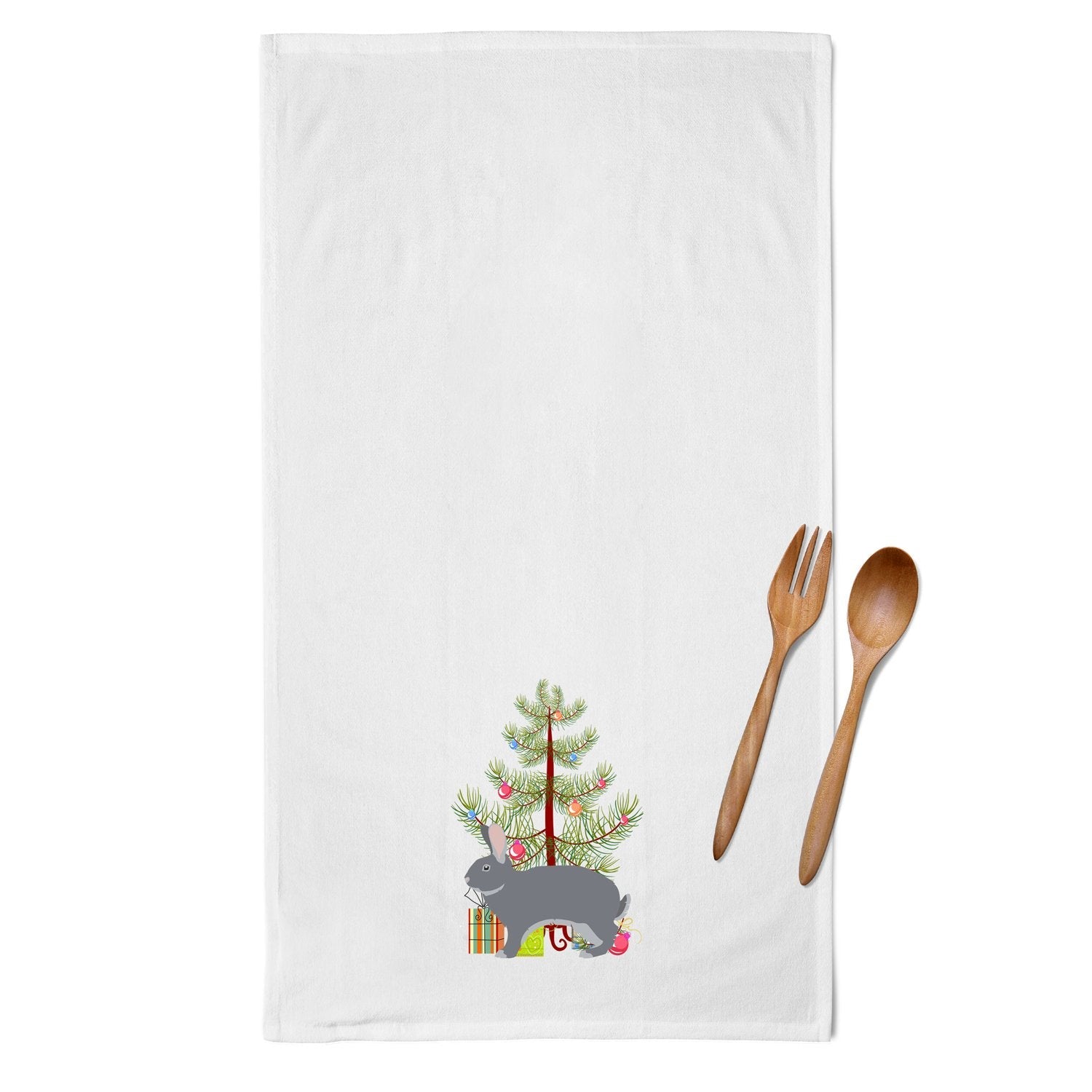 Giant Chinchilla Rabbit Christmas Kitchen Towel Set of 2 White Dish Towels Decorative Bathroom Hand towel for Hand, Face, Hair, Yoga, Tea, Dishcloth, 19 X 28", White
