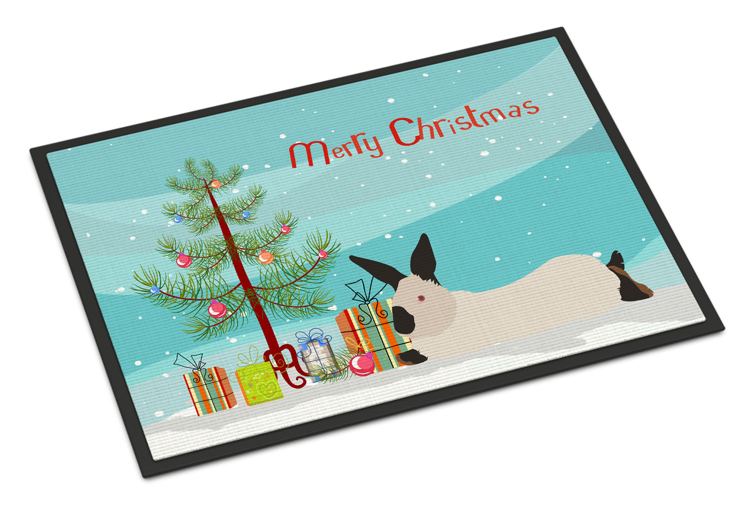 California White Rabbit Christmas Doormat Indoor Outdoor 18H X 27W Front Door Mat Rugs for Entryway, Non Slip Washable