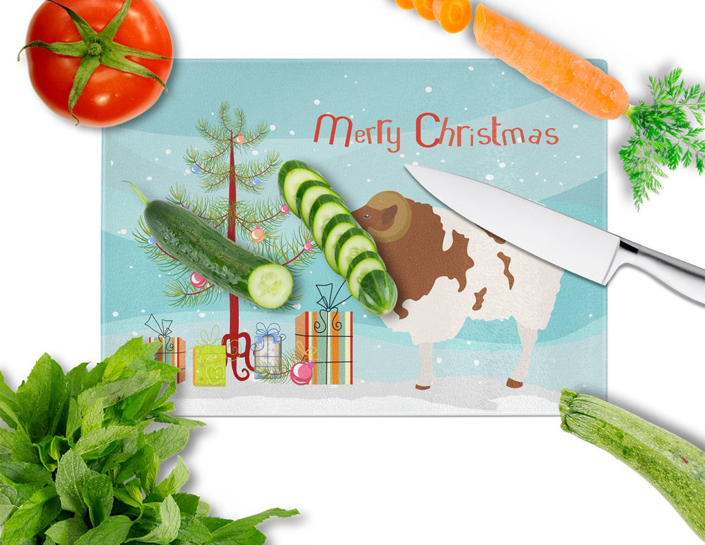 Jacob Sheep Christmas Cutting Board Tempered Glass Kitchen Cutting Surface, Heat Resistant Chopping, Non-Slip Feet, Food Prep & Serving
