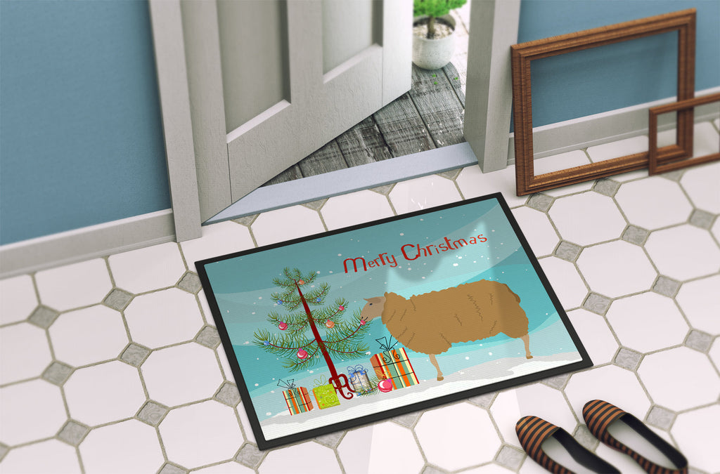 East Friesian Sheep Christmas Doormat Indoor Outdoor 18H X 27W Front Door Mat Rugs for Entryway, Non Slip Washable