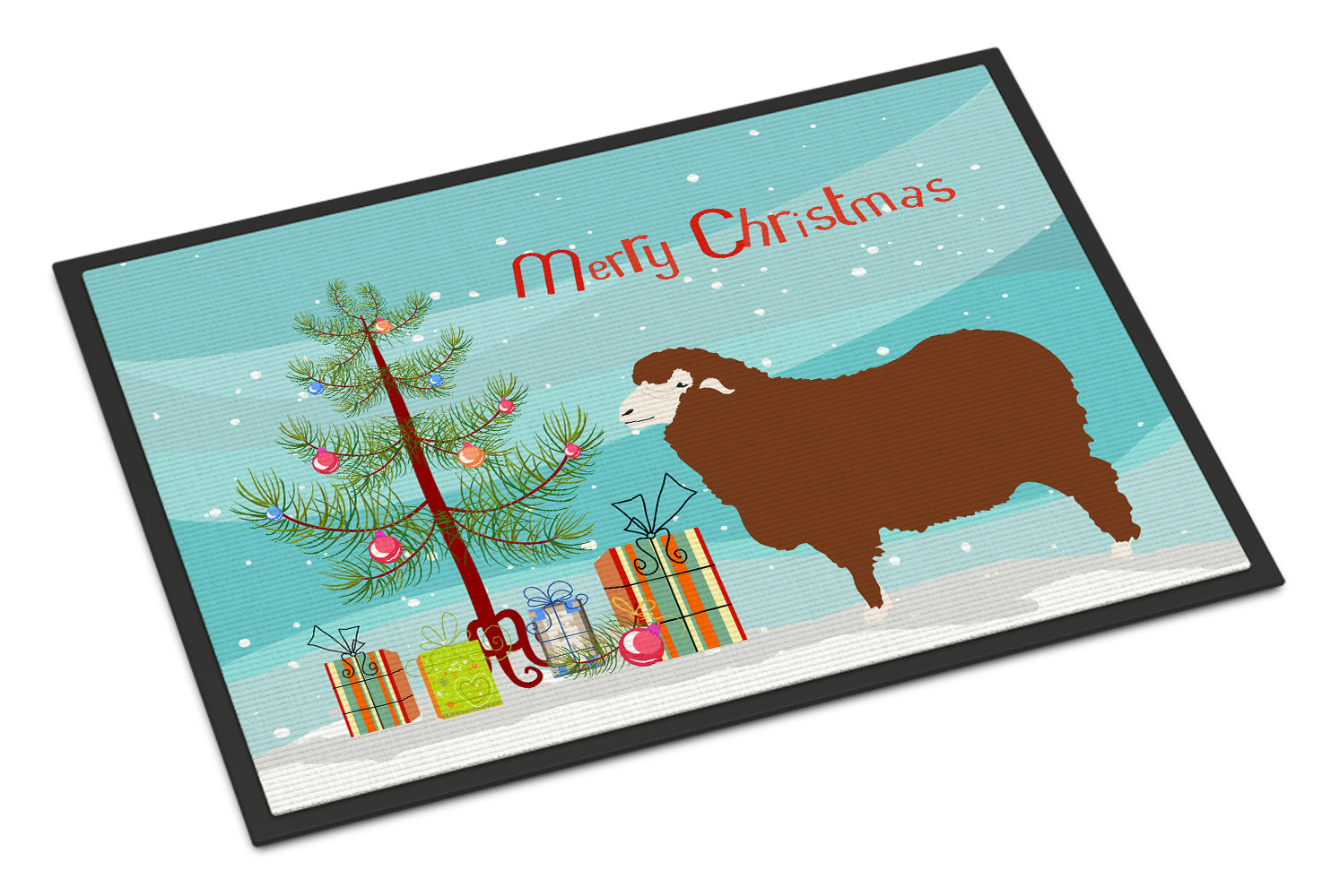 Merino Sheep Christmas Doormat Indoor Outdoor 24H X 36W Front Door Mat Rugs for Entryway, Non Slip Washable Low Pile,
