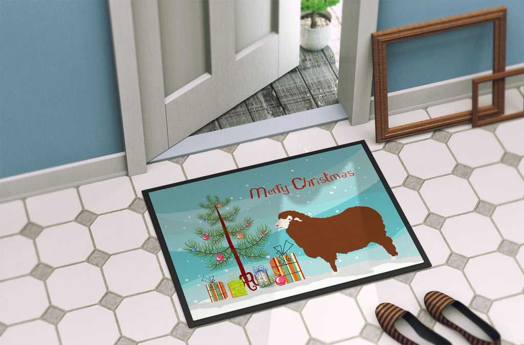 Merino Sheep Christmas Doormat Indoor Outdoor 18H X 27W Front Door Mat Rugs for Entryway, Non Slip Washable