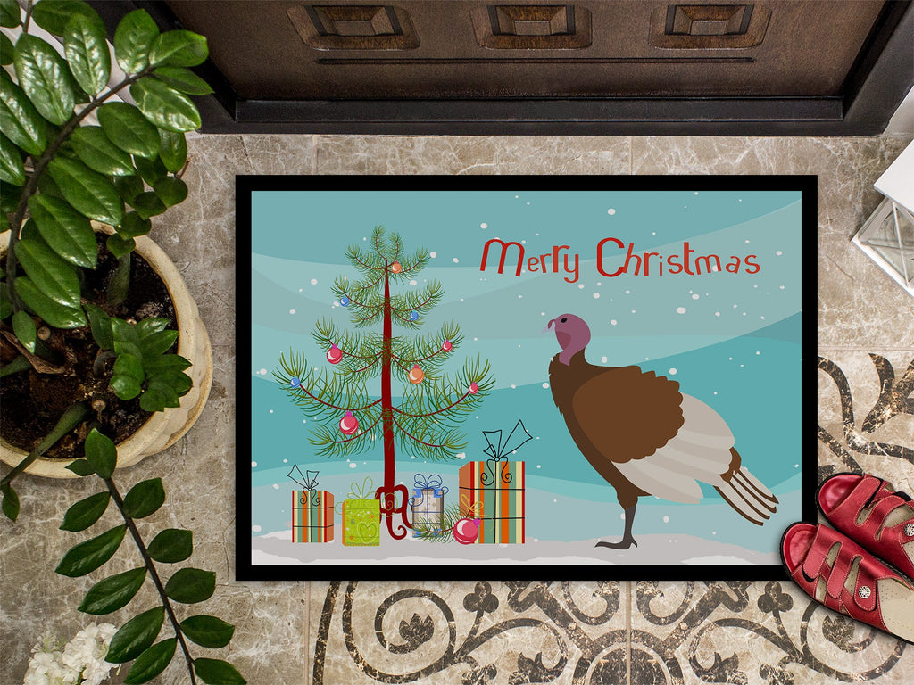 Bourbon Red Turkey Hen Christmas Doormat Indoor Outdoor 24H X 36W Front Door Mat Rugs for Entryway, Non Slip Washable Low Pile,