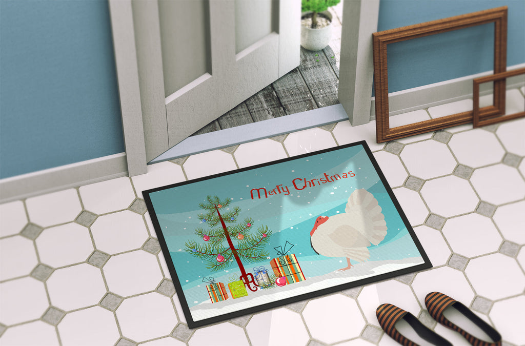 White Holland Turkey Christmas Doormat Indoor Outdoor 18H X 27W Front Door Mat Rugs for Entryway, Non Slip Washable