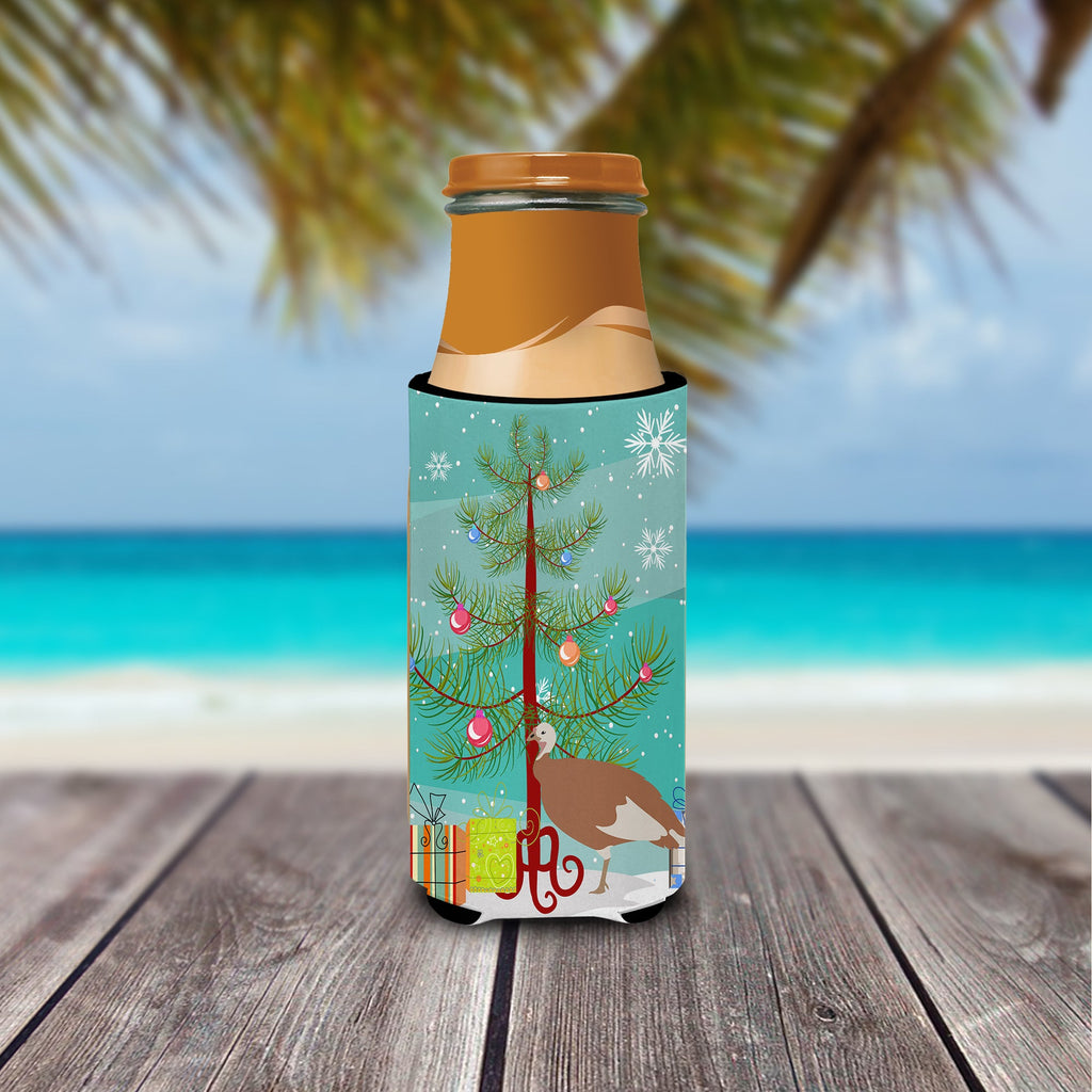 Jersey Buff Turkey Hen Christmas Slim Can Hugger , Insulated Foam Hugger for 12 oz Slim Cans, Beer Bottles & Water Bottles, Printed in USA