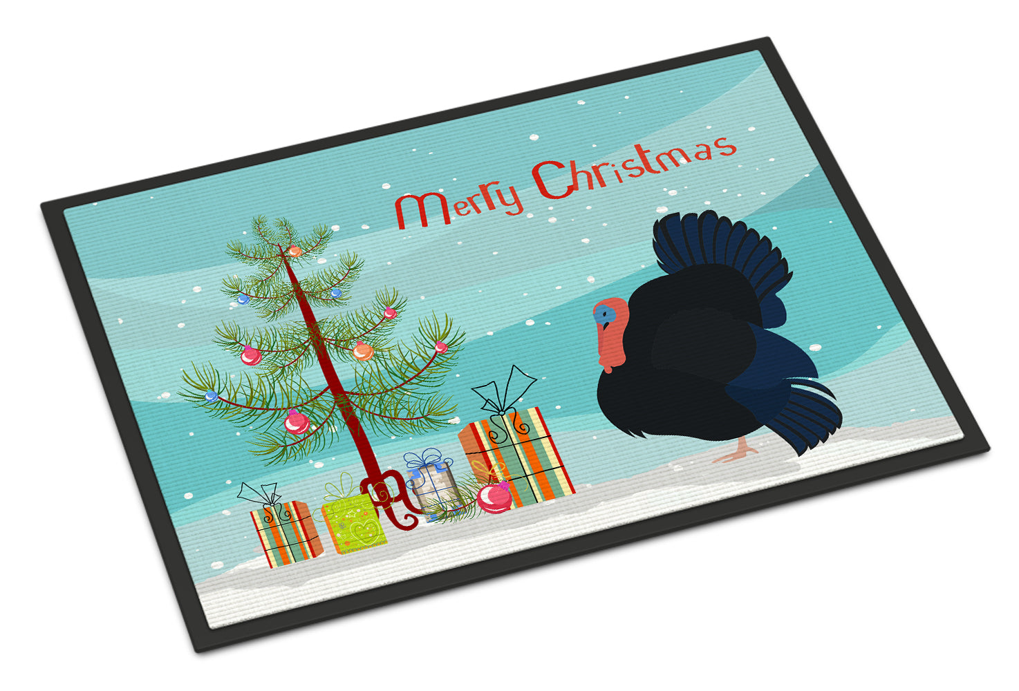 Norfolk Black Turkey Christmas Doormat Indoor Outdoor 24H X 36W Front Door Mat Rugs for Entryway, Non Slip Washable Low Pile,