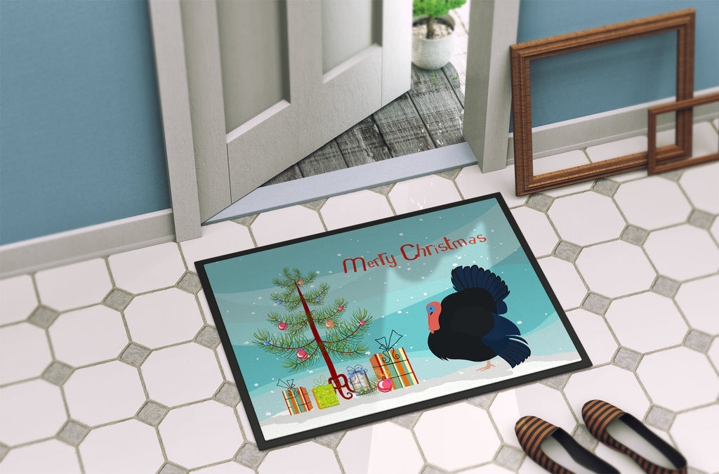 Norfolk Black Turkey Christmas Doormat Indoor Outdoor 24H X 36W Front Door Mat Rugs for Entryway, Non Slip Washable Low Pile,