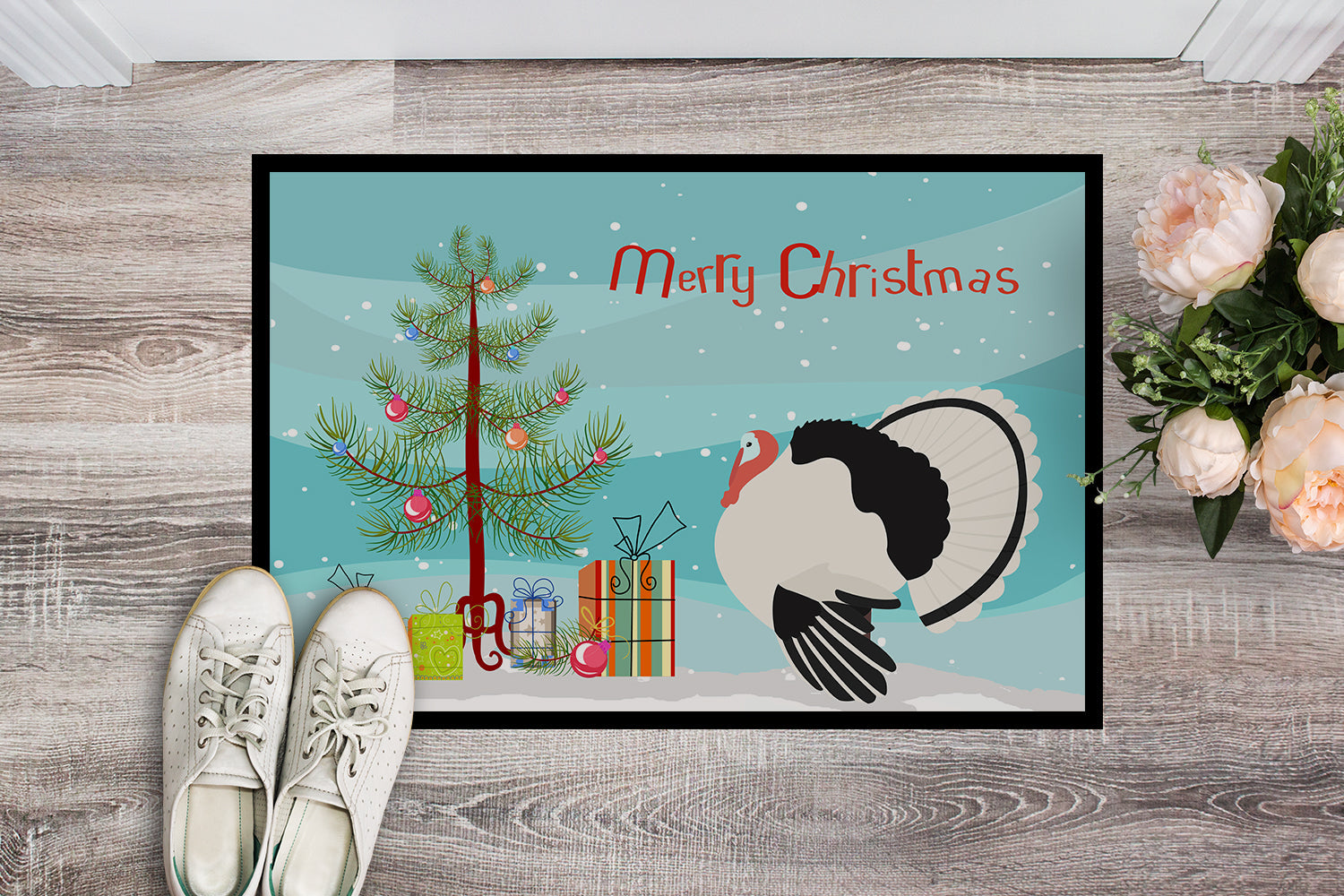 Royal Palm Turkey Christmas Doormat Indoor Outdoor 24H X 36W Front Door Mat Rugs for Entryway, Non Slip Washable Low Pile,