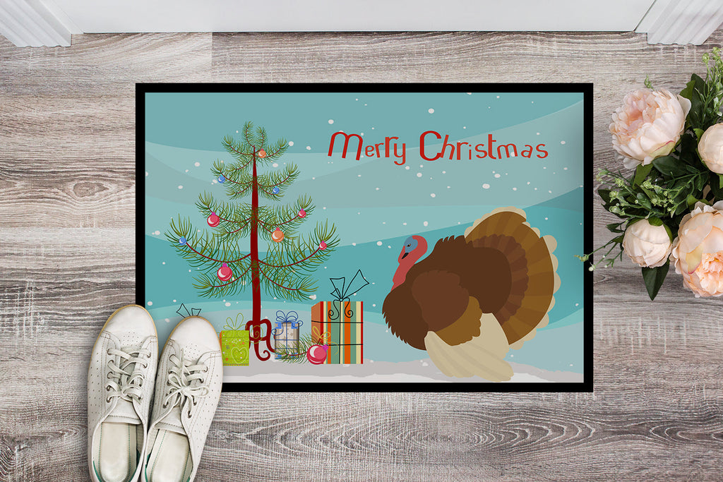 French Turkey Dindon Christmas Doormat Indoor Outdoor 24H X 36W Front Door Mat Rugs for Entryway, Non Slip Washable Low Pile,