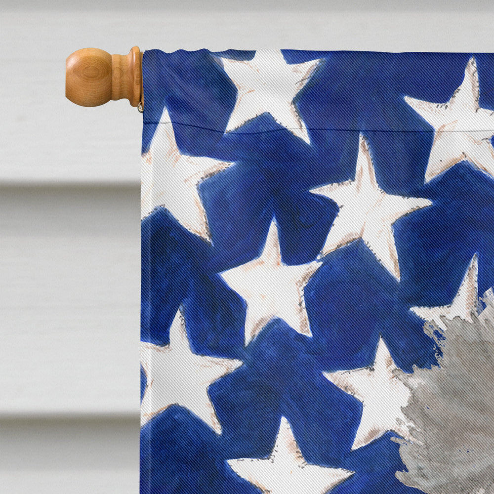 Grey Standard Poodle Patriotic House Flag 28x40 Porch Sleeve Pole Decorative Outside Yard Banner Artwork Wall Hanging, Polyester