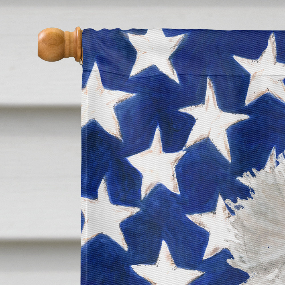 White Standard Poodle Patriotic House Flag 28x40 Porch Sleeve Pole Decorative Outside Yard Banner Artwork Wall Hanging, Polyester