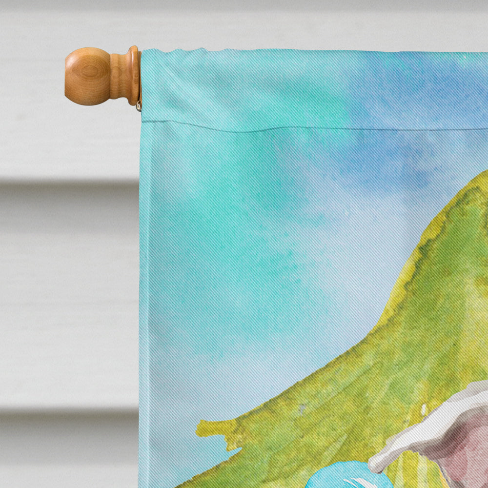 White Staffie Bull Terrier Christmas House Flag 28x40 Porch Sleeve Pole Decorative Outside Yard Banner Artwork Wall Hanging, Polyester