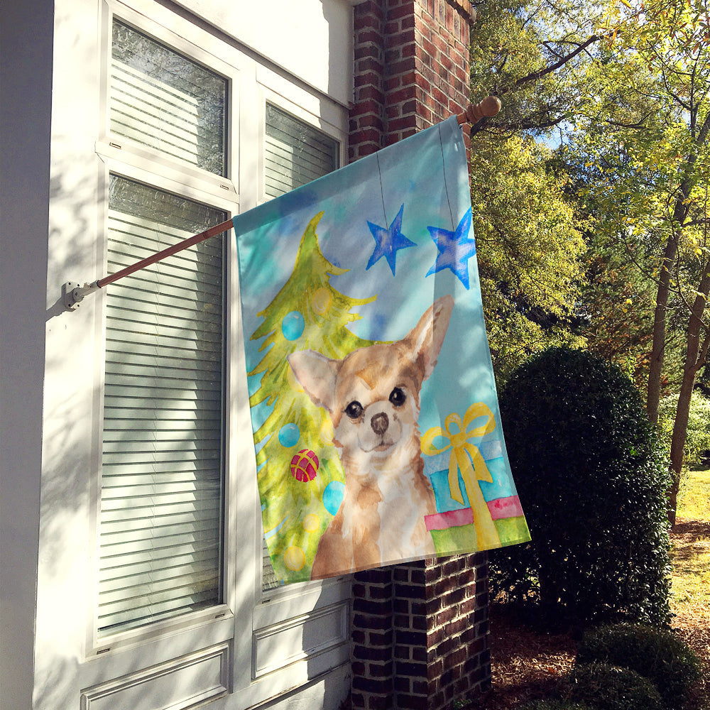 Chihuahua Christmas House Flag 28x40 Porch Sleeve Pole Decorative Outside Yard Banner Artwork Wall Hanging, Polyester