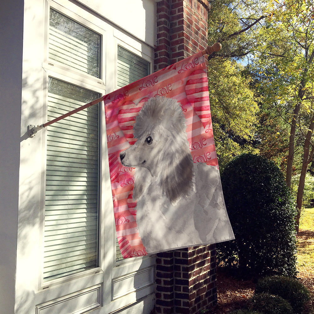 Grey Standard Poodle Love House Flag 28x40 Porch Sleeve Pole Decorative Outside Yard Banner Artwork Wall Hanging, Polyester