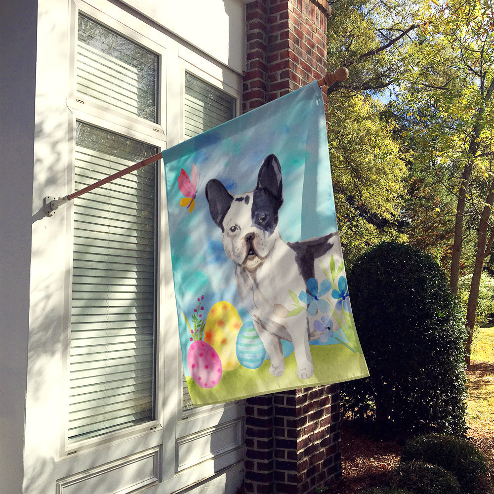 Black White French Bulldog Easter House Flag 28x40 Porch Sleeve Pole Decorative Outside Yard Banner Artwork Wall Hanging, Polyester