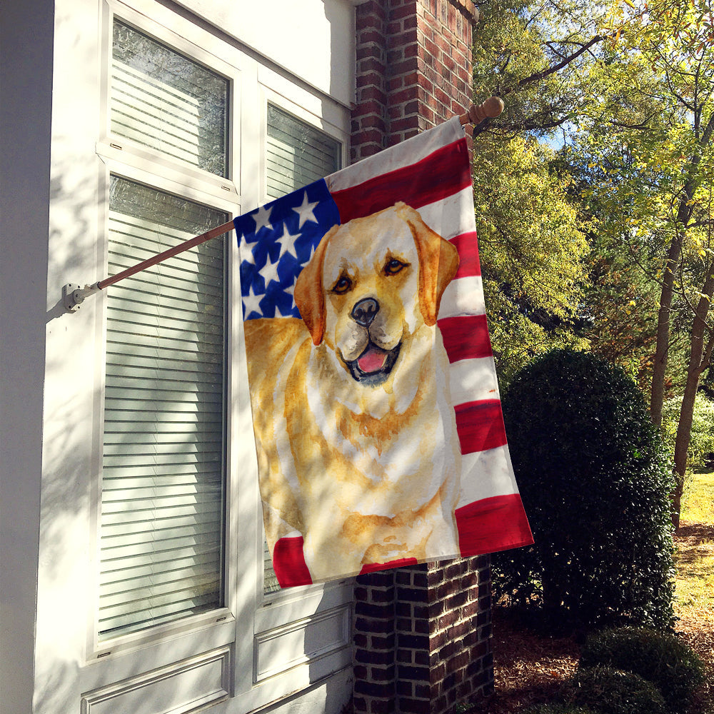Golden Retriever Patriotic House Flag 28x40 Porch Sleeve Pole Decorative Outside Yard Banner Artwork Wall Hanging, Polyester
