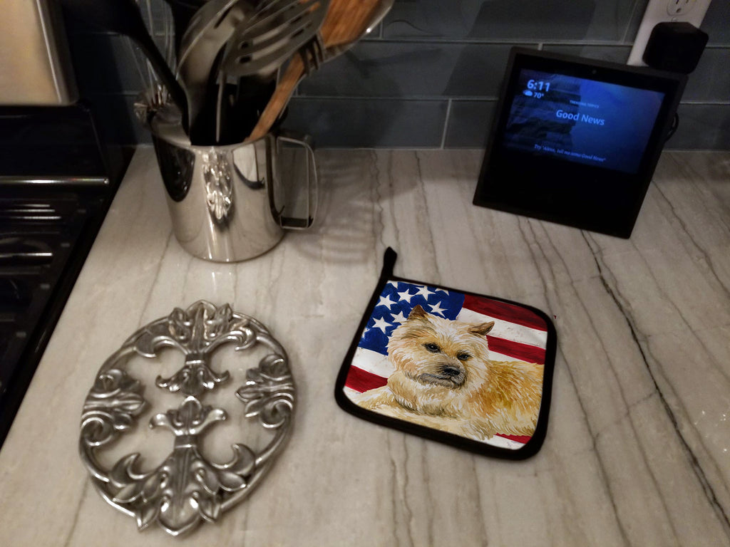 Cairn Terrier Patriotic Pot Holder Set of 2 Heat Resistant Quilted Hot Pads 7.5 x 7.5 Inch, Insulated Kitchen Trivets for Cooking & Baking