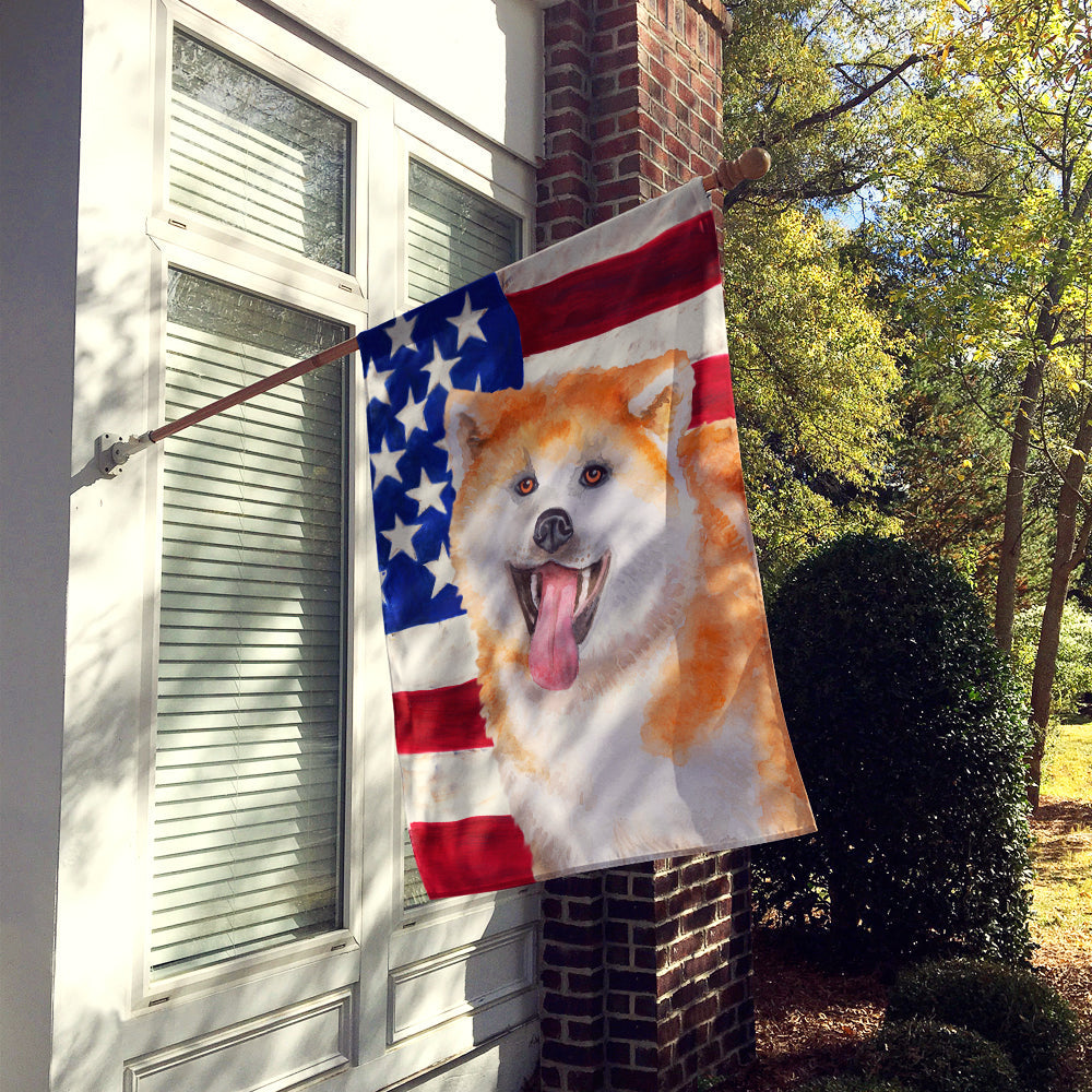 Akita Patriotic House Flag 28x40 Porch Sleeve Pole Decorative Outside Yard Banner Artwork Wall Hanging, Polyester