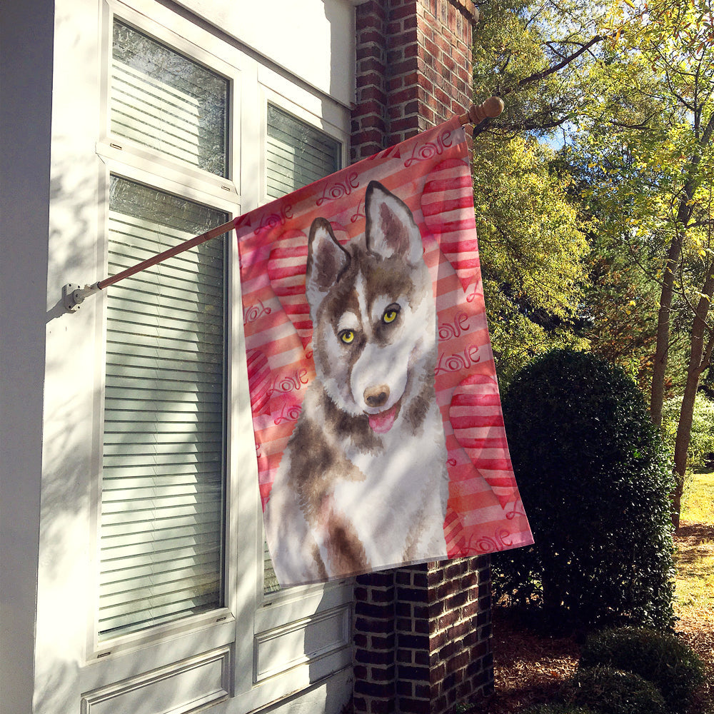 Siberian Husky Grey Love House Flag 28x40 Porch Sleeve Pole Decorative Outside Yard Banner Artwork Wall Hanging, Polyester