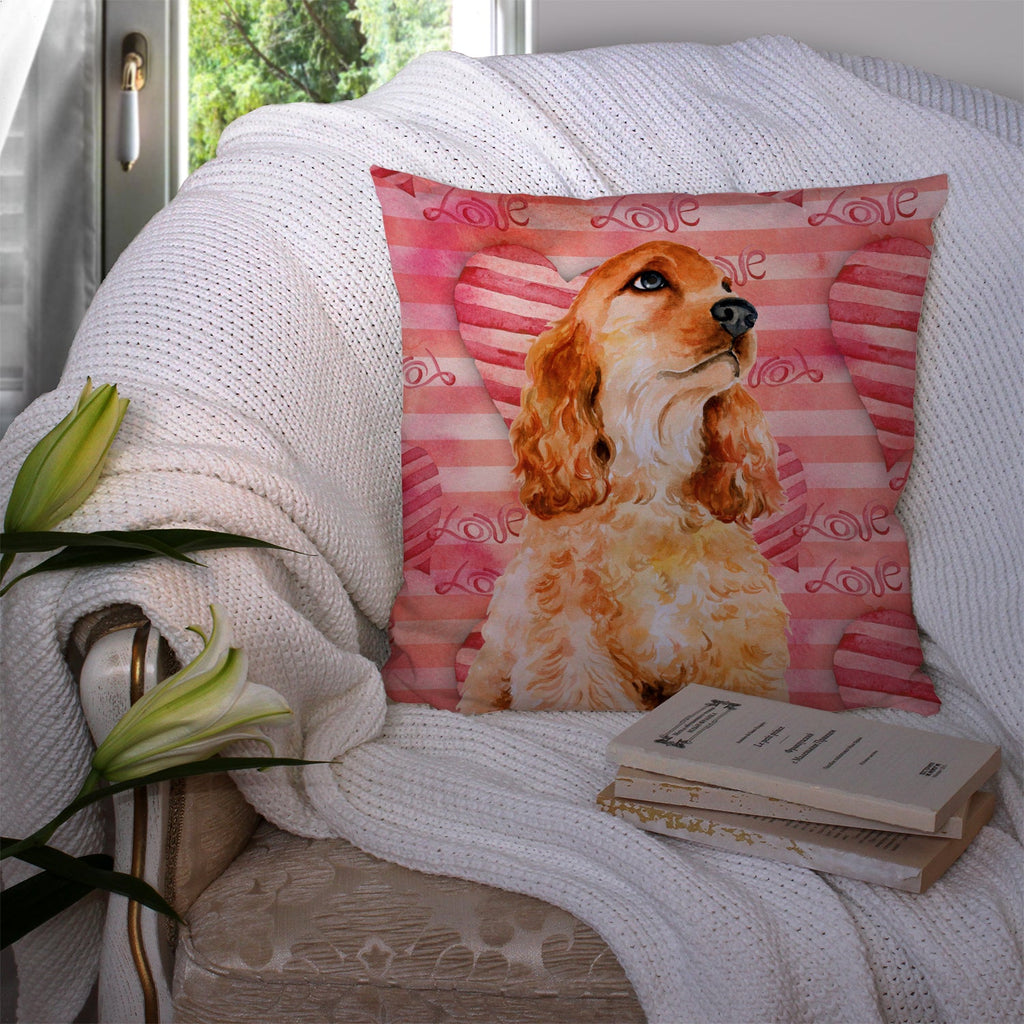 Cocker Spaniel Love Decorative Throw Pillow 14x14 Indoor Outdoor Accent Cushion, Fabric Cover with Insert for Sofa, Bed, Porch & Living Room
