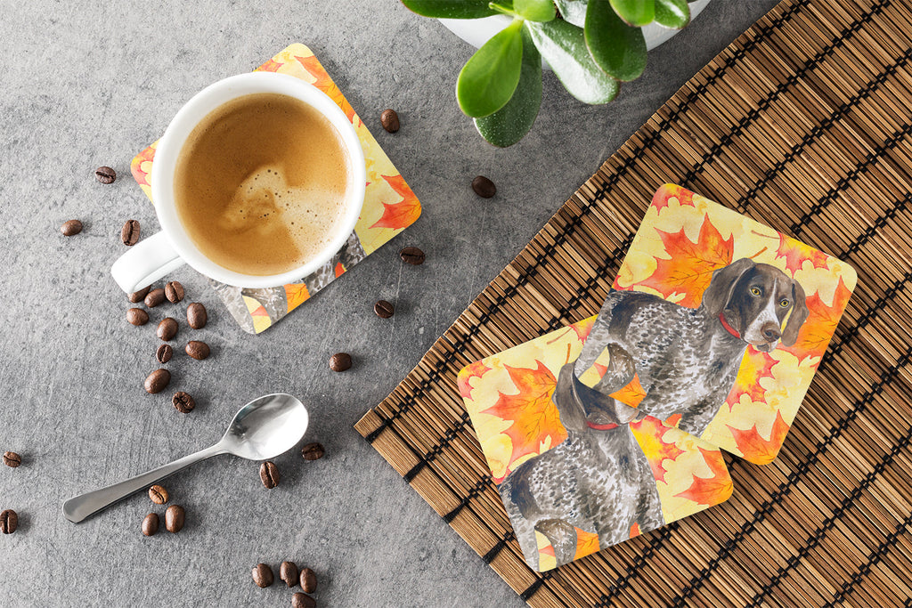 German Shorthaired Pointer Fall Foam Coasters Set of 4 Cup Coasters for Indoor Outdoor, Tabletop Protection, Anti Slip, Mouse pad Material