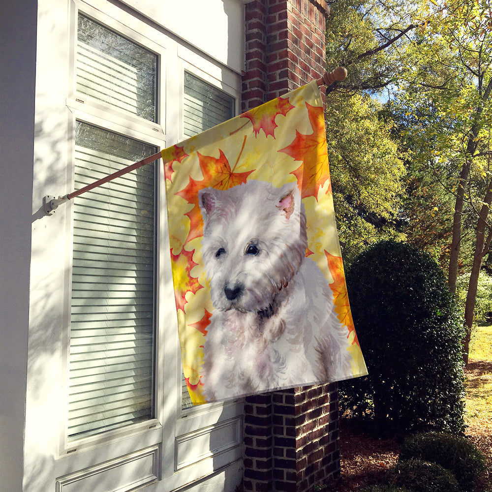 Westie Fall House Flag 28x40 Porch Sleeve Pole Decorative Outside Yard Banner Artwork Wall Hanging, Polyester