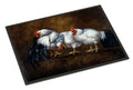 Roosting Rooster and Chickens Doormat Indoor Outdoor 18H X 27W Front Door Mat Rugs for Entryway, Non Slip Washable