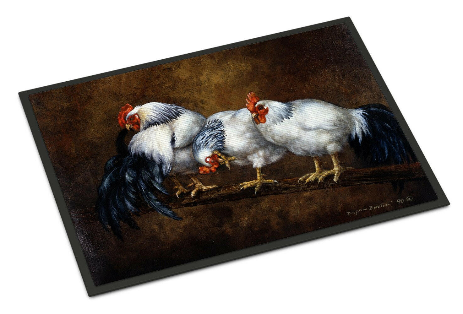 Roosting Rooster and Chickens Doormat Indoor Outdoor 18H X 27W Front Door Mat Rugs for Entryway, Non Slip Washable