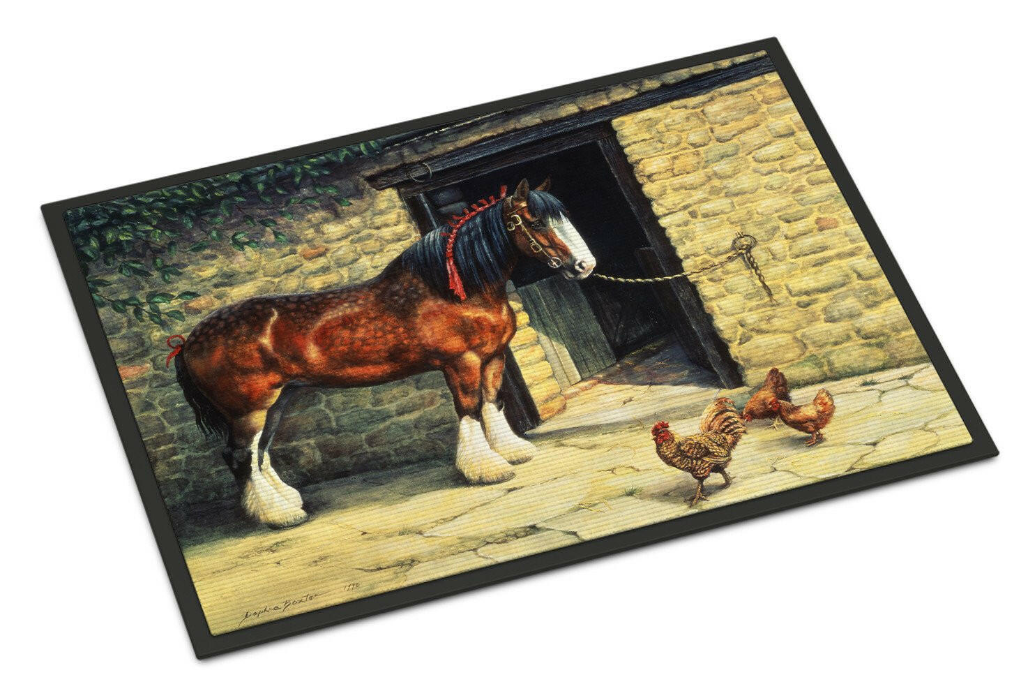 Horse and Chickens by Daphne Baxter Doormat Indoor Outdoor 18H X 27W Front Door Mat Rugs for Entryway, Non Slip Washable