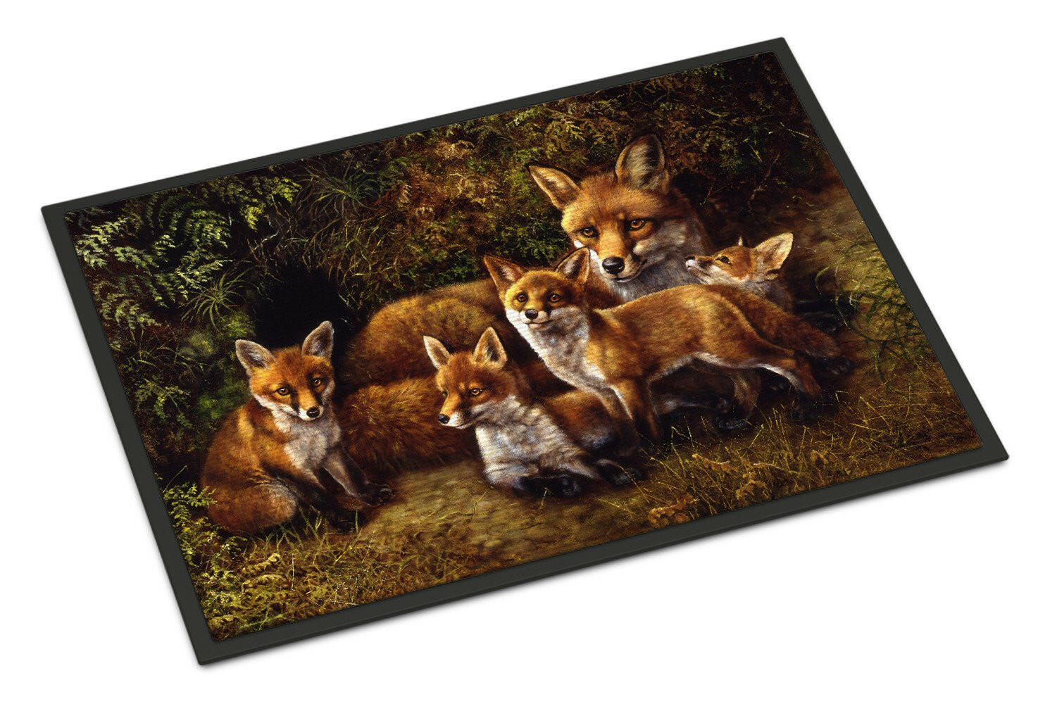 Fox Family Foxes by Daphne Baxter Doormat Indoor Outdoor 24H X 36W Front Door Mat Rugs for Entryway, Non Slip Washable Low Pile,