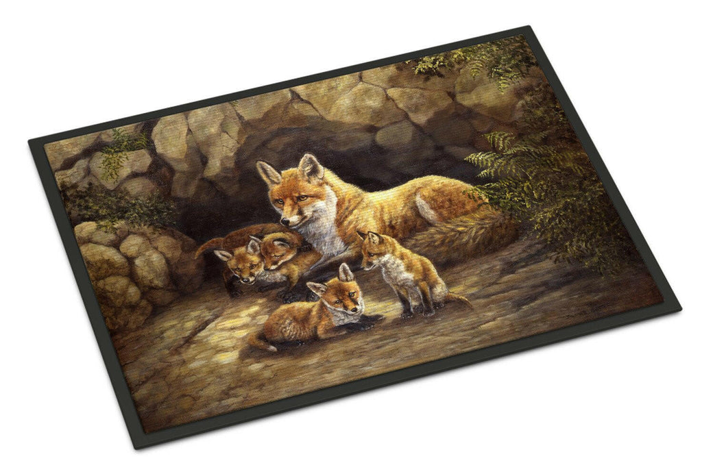 Fox Family Foxes by the Den Doormat Indoor Outdoor 24H X 36W Front Door Mat Rugs for Entryway, Non Slip Washable Low Pile,