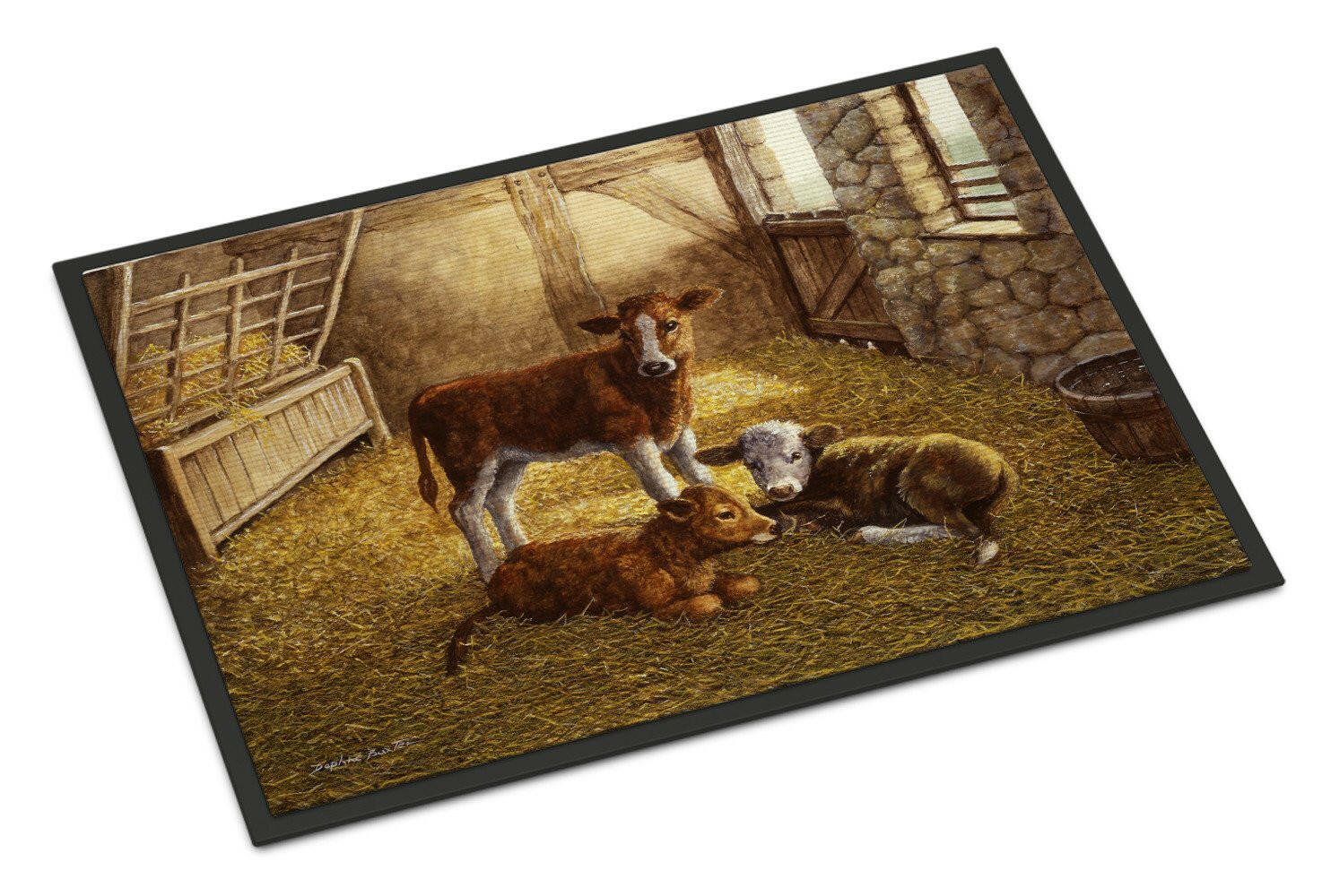 Cows Calves in the Barn Doormat Indoor Outdoor 18H X 27W Front Door Mat Rugs for Entryway, Non Slip Washable