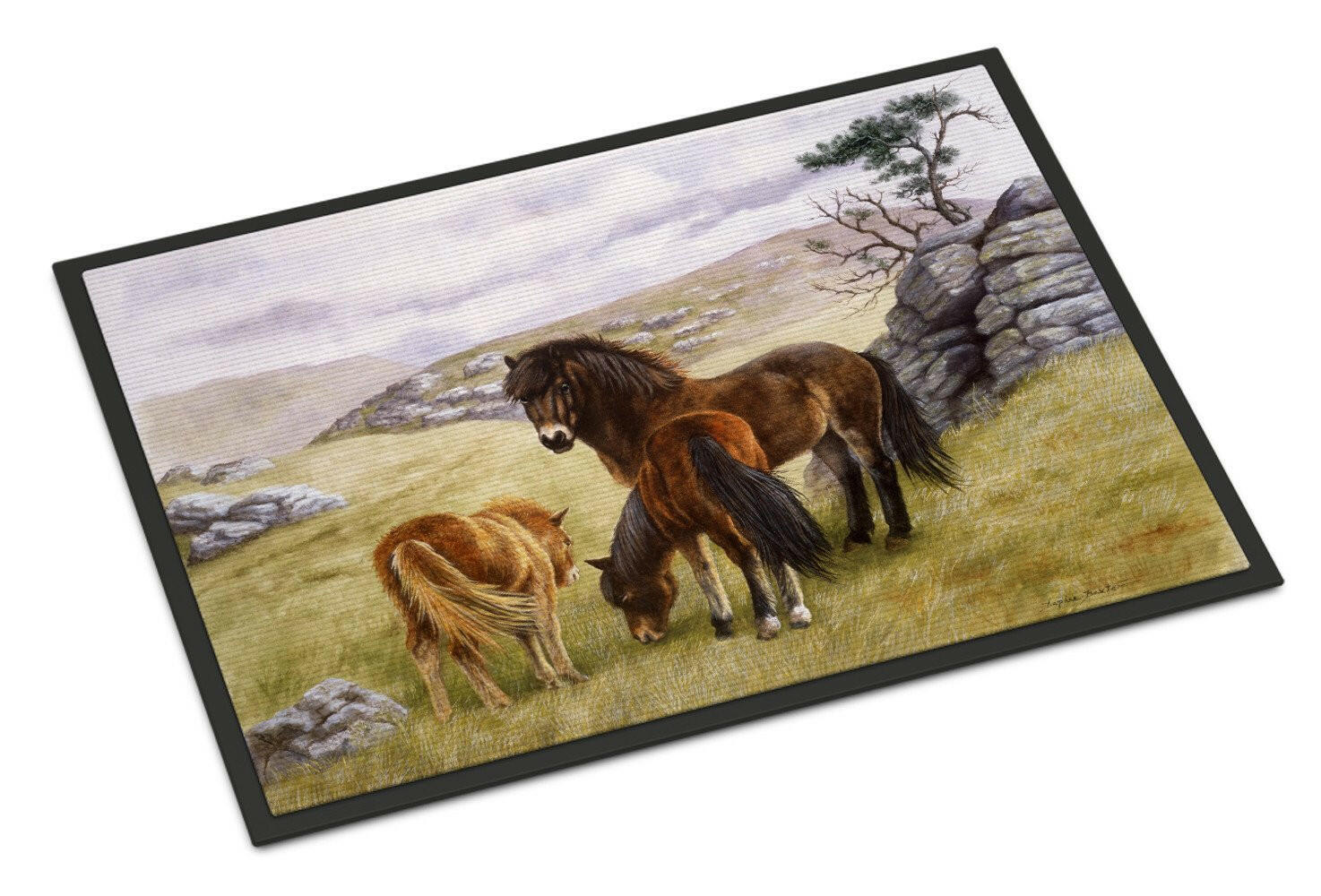 Horses in the Meadow Doormat Indoor Outdoor 24H X 36W Front Door Mat Rugs for Entryway, Non Slip Washable Low Pile,
