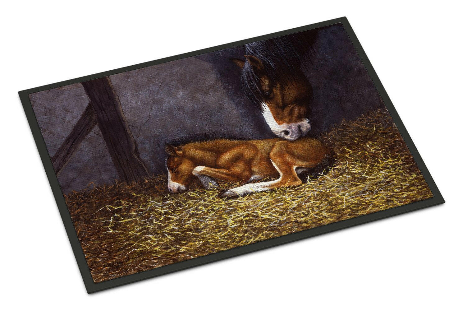 Horse and Her Foal Doormat Indoor Outdoor 18H X 27W Front Door Mat Rugs for Entryway, Non Slip Washable