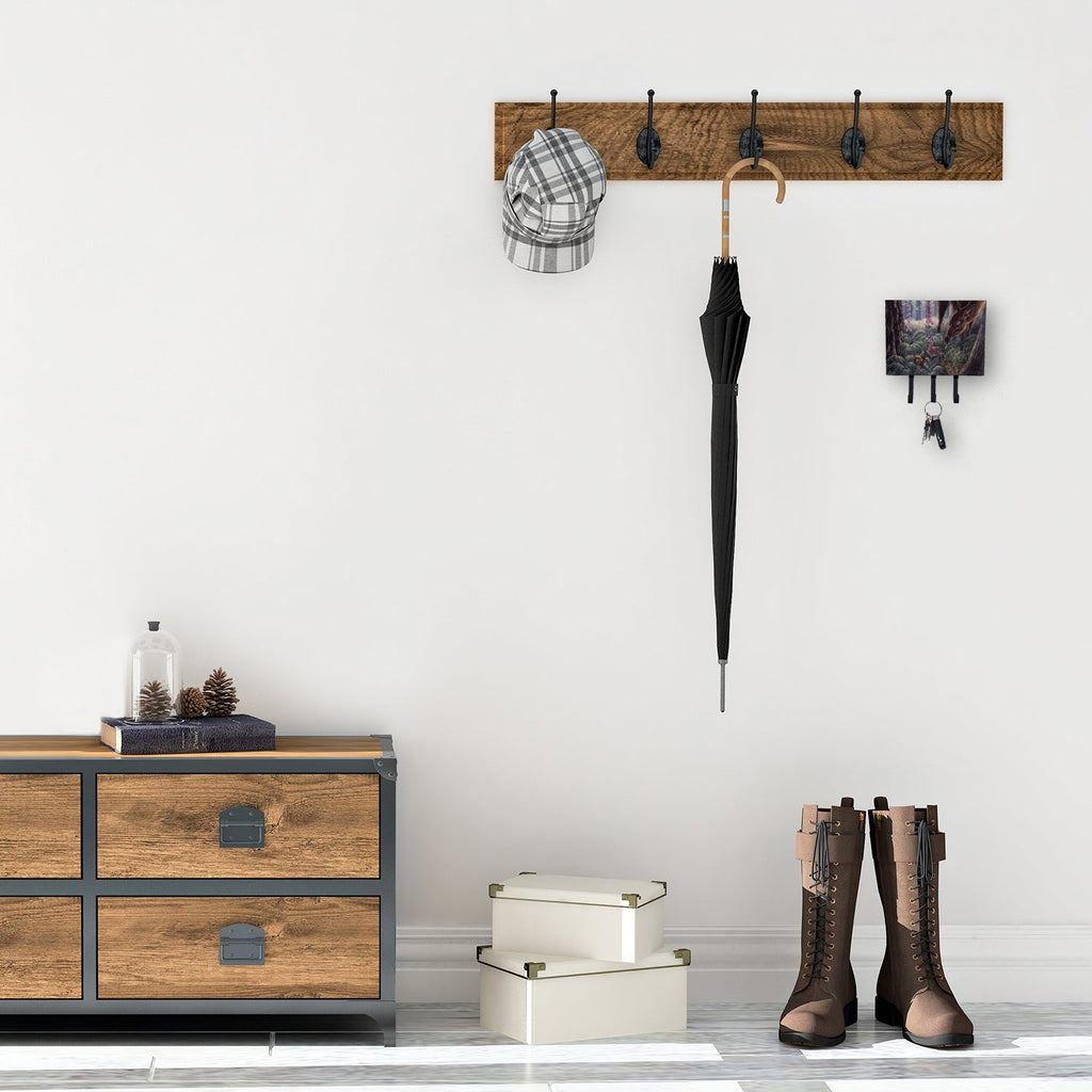Doe and Fawn Deer Leash or Key Holder Wall Hooks, Coat Rack Wall Mount, for Hanging Keys, Towels, Aprons, Leashes