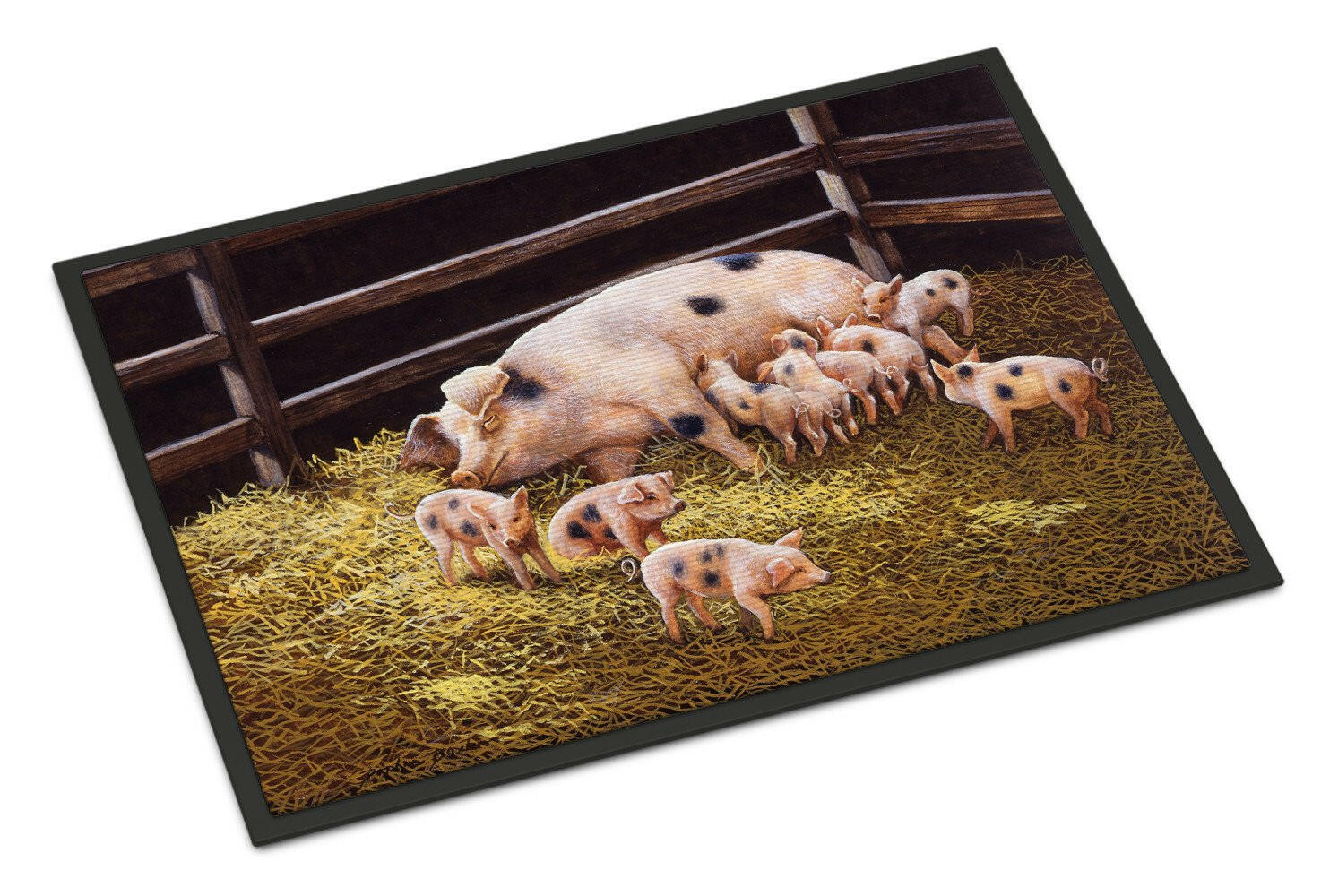 Pigs Piglets at Dinner Time Doormat Indoor Outdoor 18H X 27W Front Door Mat Rugs for Entryway, Non Slip Washable