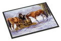 Horses eating Hay in the Snow Doormat Indoor Outdoor 18H X 27W Front Door Mat Rugs for Entryway, Non Slip Washable