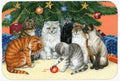 Cats under the Christmas Tree Cutting Board Tempered Glass Kitchen Cutting Surface, Heat Resistant Chopping, Non-Slip Feet, Food Prep & Serving