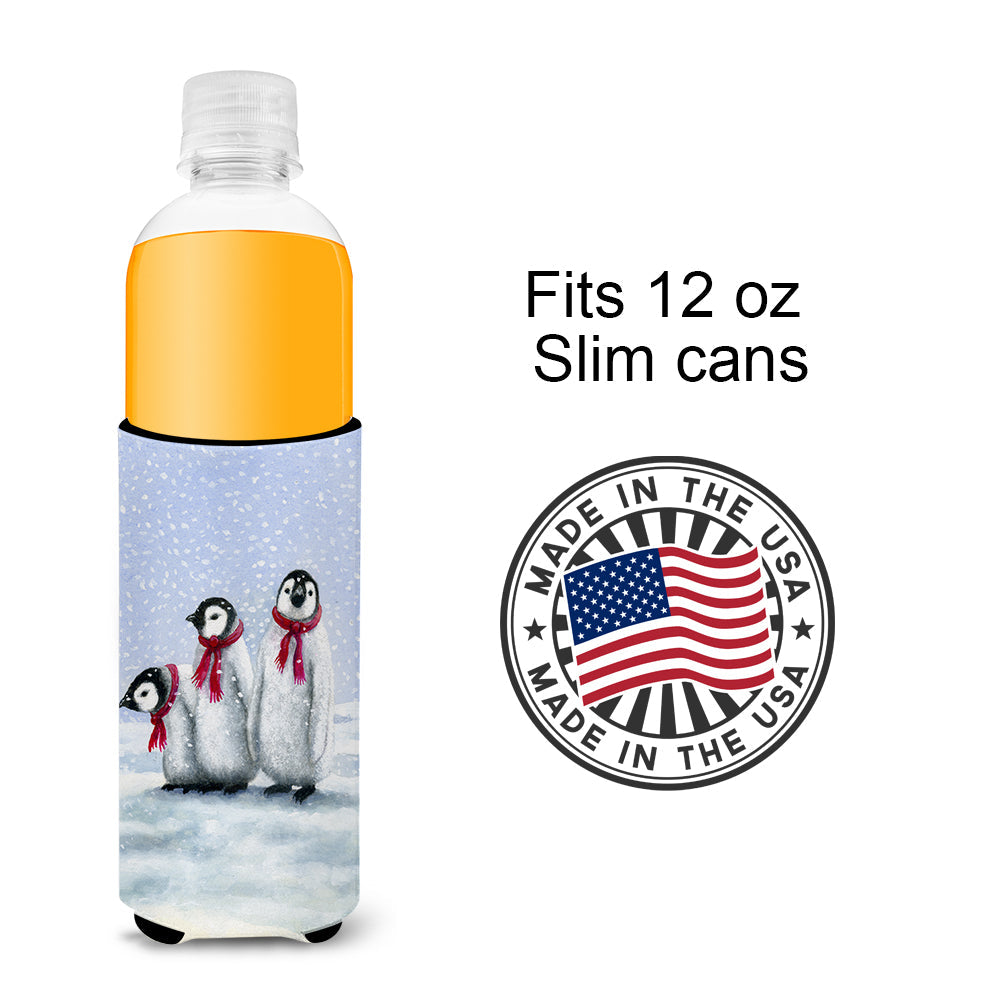 Penguins by Daphne Baxter Slim Can Hugger , Insulated Foam Hugger for 12 oz Slim Cans, Beer Bottles & Water Bottles, Printed in USA