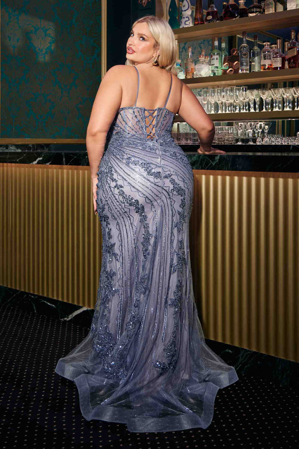 Ladivine CC0389C Dress Lace Embellished Fitted Gown