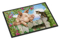 Pig at the Gate with the Cat Doormat Indoor Outdoor 24H X 36W Front Door Mat Rugs for Entryway, Non Slip Washable Low Pile,
