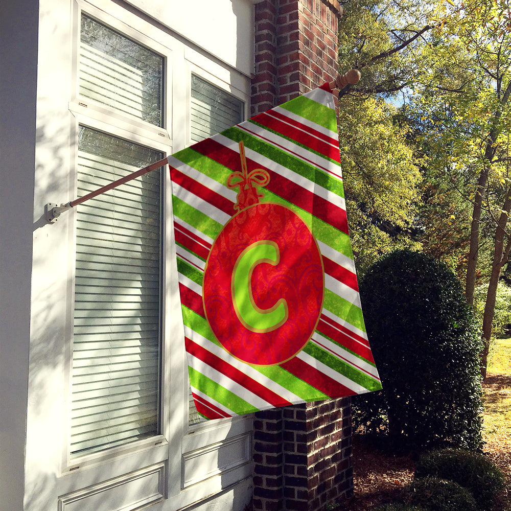Christmas Oranment Holiday Initial Letter C  House Flag 28x40 Porch Sleeve Pole Decorative Outside Yard Banner Artwork Wall Hanging, Polyester