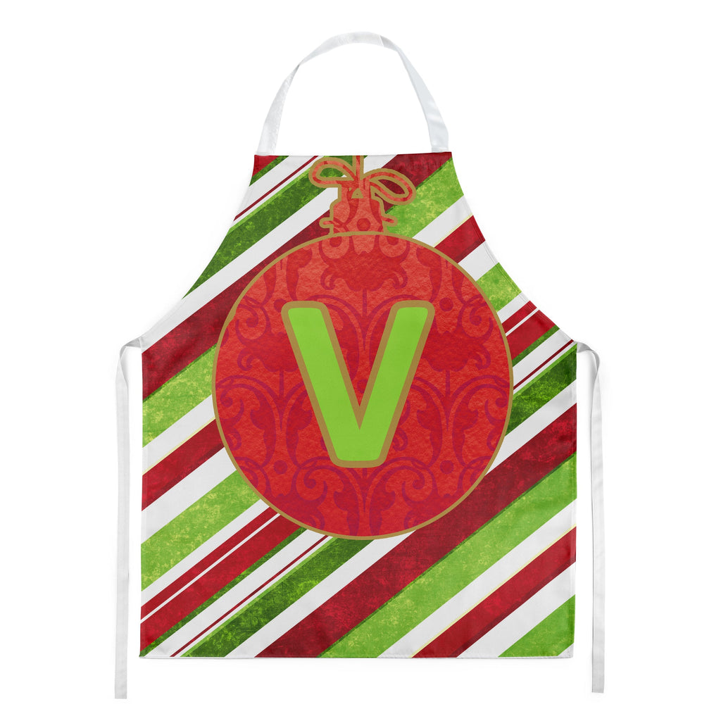 Christmas Oranment Holiday Initial Letter V Apron Cooking Kitchen Server Baking Crafts Gardening for Adult Women Men, Unisex, Large, Multicolor