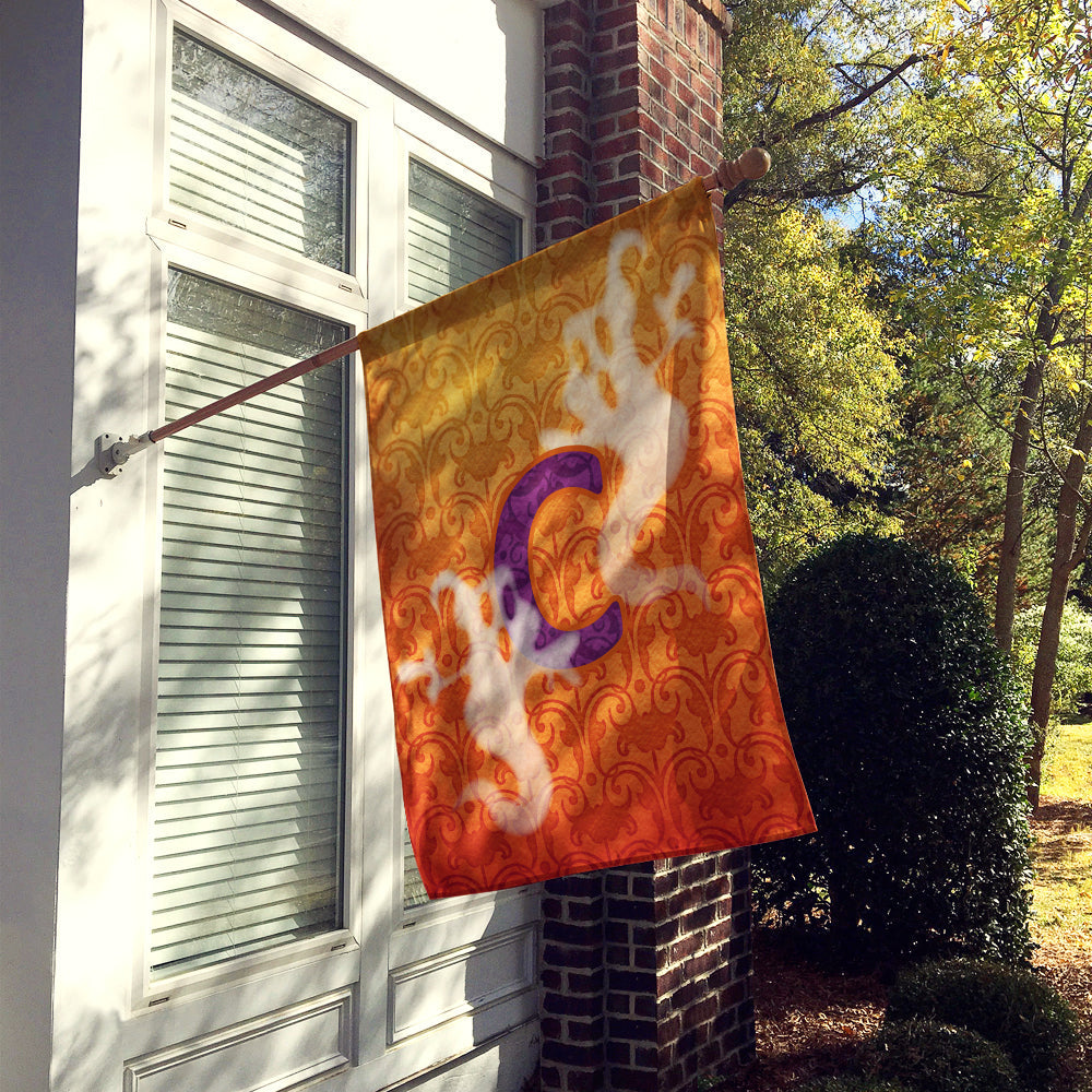 Halloween Ghost Letter C House Flag 28x40 Porch Sleeve Pole Decorative Outside Yard Banner Artwork Wall Hanging, Polyester