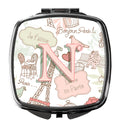 Letter N Love in Paris Pink Compact Mirror Decorative Travel Makeup Mirror for Women Girls Gifts Pocket Makeup Mirror Folding Handheld